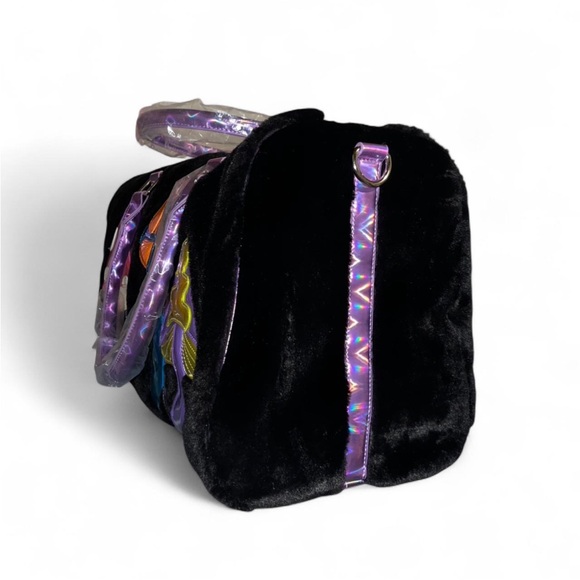 NWT Current Mood x Dolls Kill Fuzzy Duffle Bag w/ Metallic Mushroom Design - Picture 5 of 8